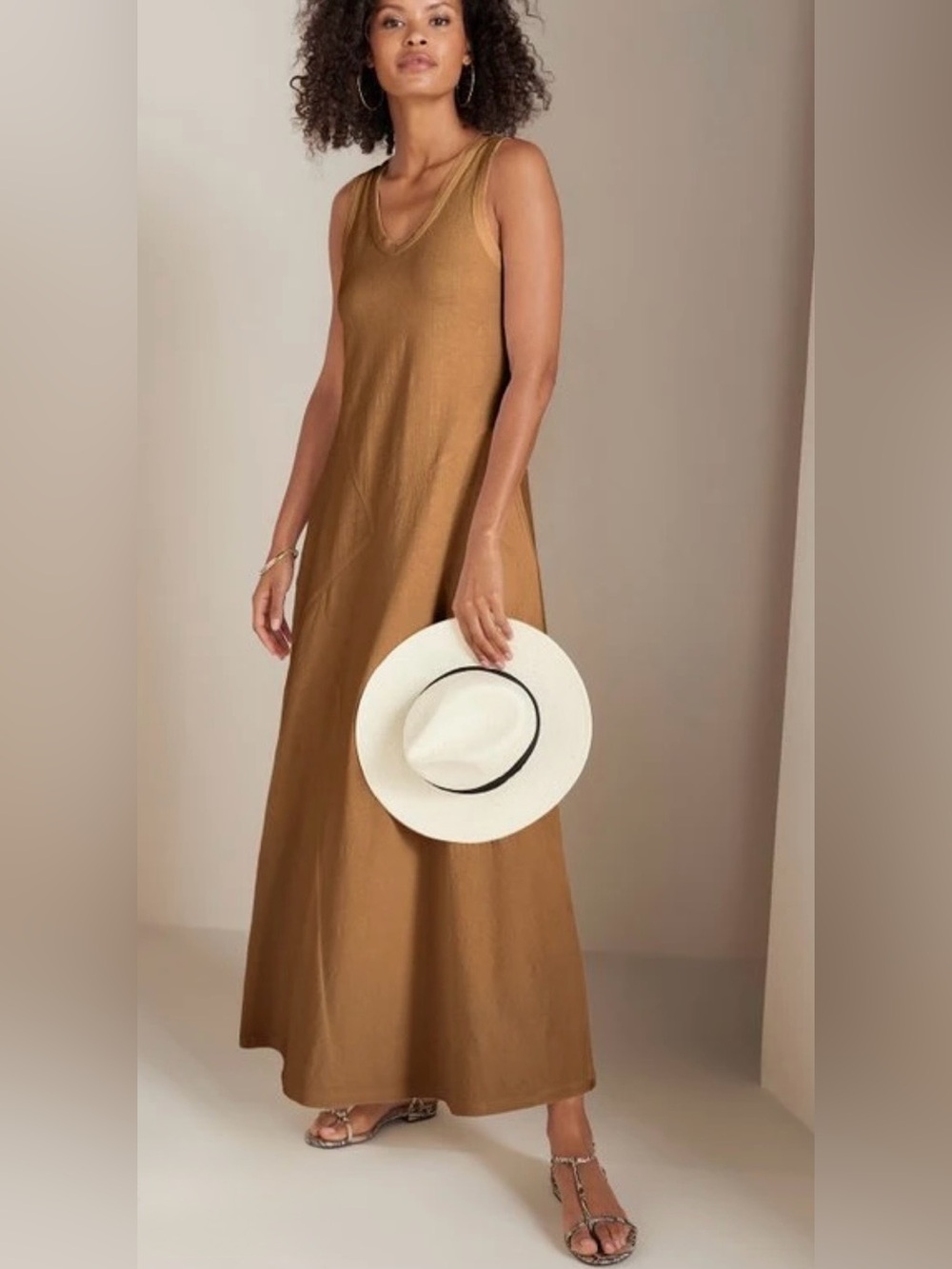Soft Surroundings Bailey Maxi Dress in Brown Sugar Boho Fall size XS (2/4) NWT